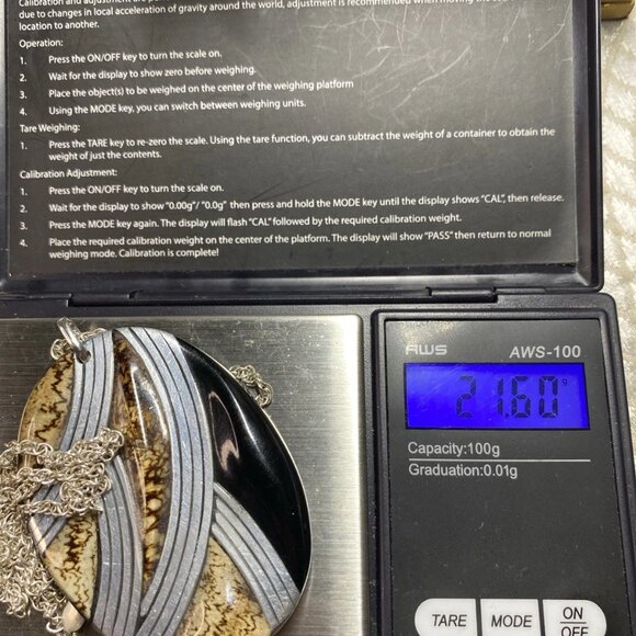 Sterling Silver 925 Necklace with Large Modern Resin Pendant - Picture 6 of 11